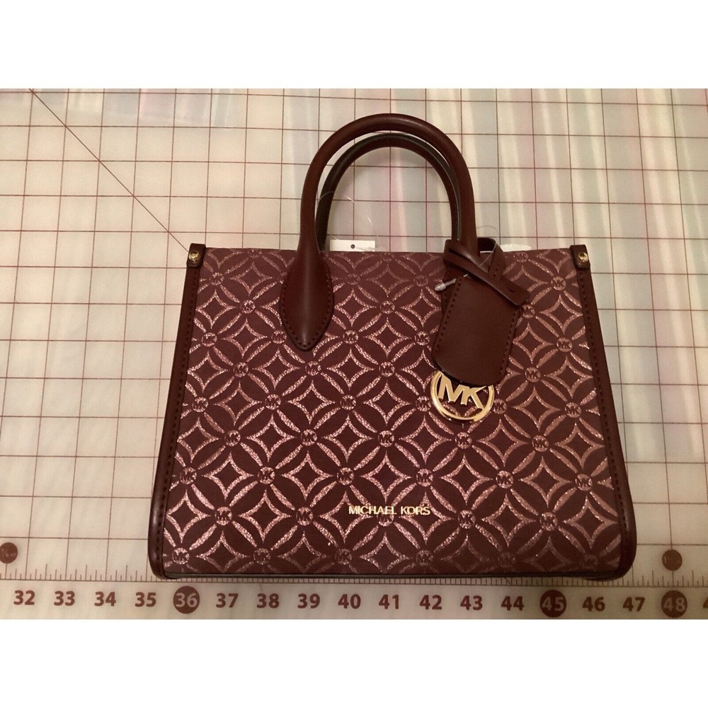 Michael Kors Mirella Satchel Purse Crossgrain Leather Shoulder Bag Logo Strap‎